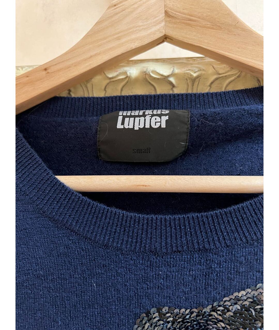 MARKUS LUPFER Темно-синий шерстяной джемпер / свитер, фото 3