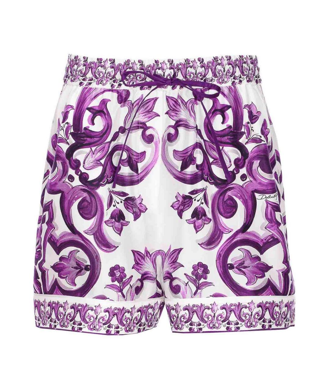 DOLCE&GABBANA Фиолетовые шелковые шорты, фото 1
