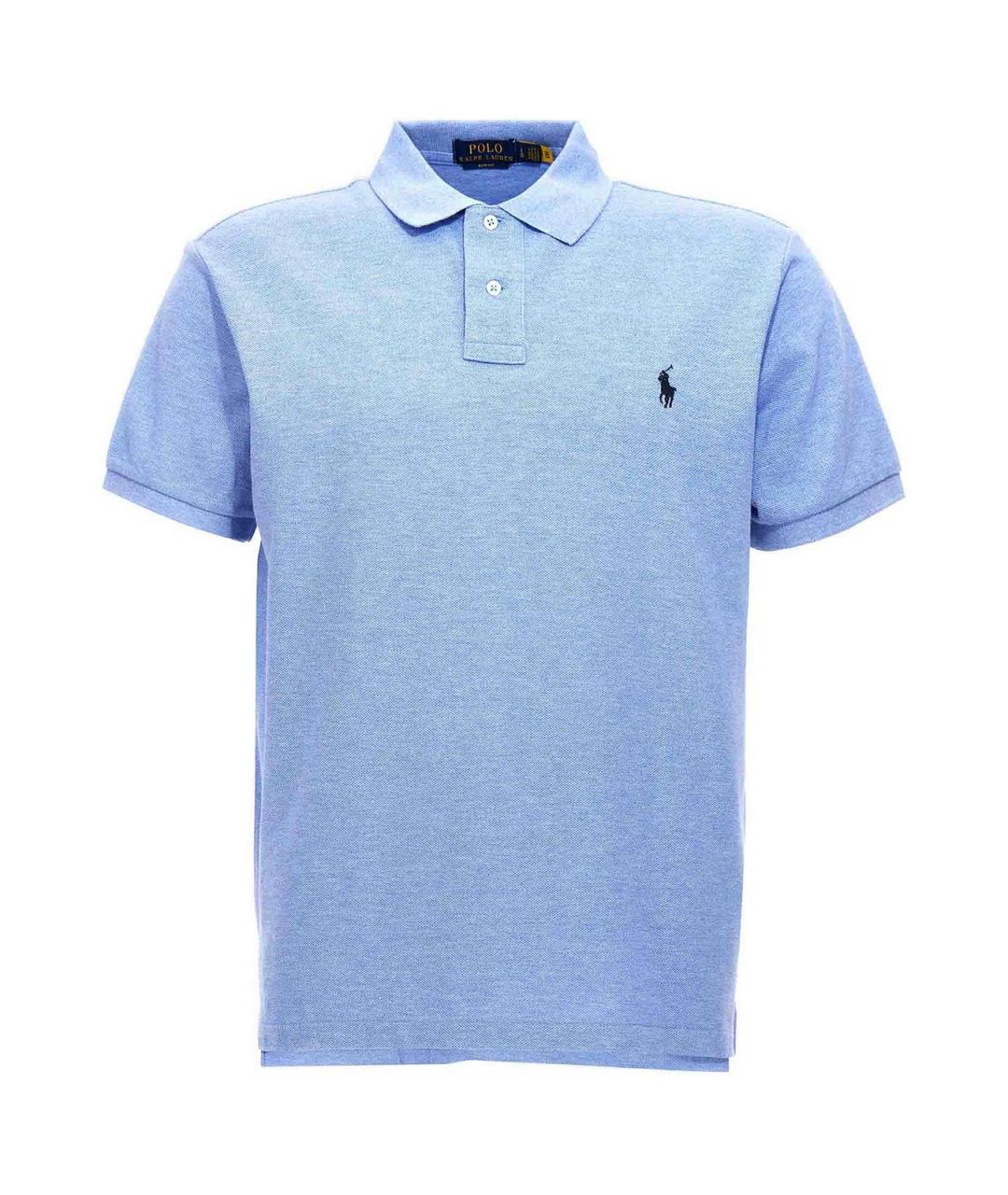 POLO RALPH LAUREN Голубое хлопковое поло с коротким рукавом, фото 1