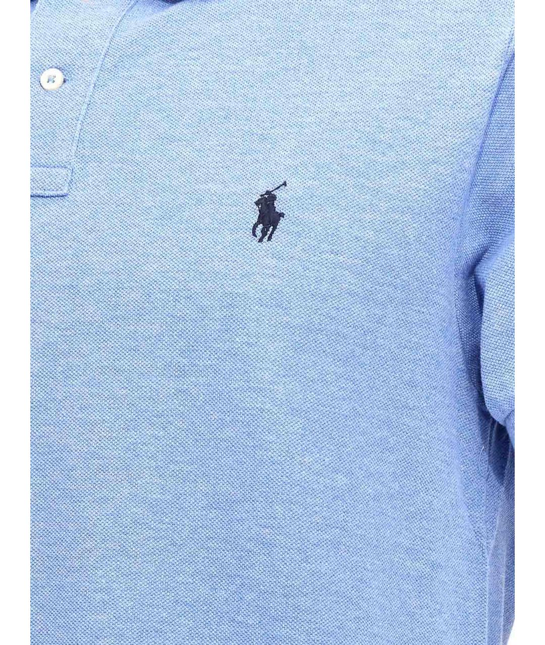 POLO RALPH LAUREN Голубое хлопковое поло с коротким рукавом, фото 4