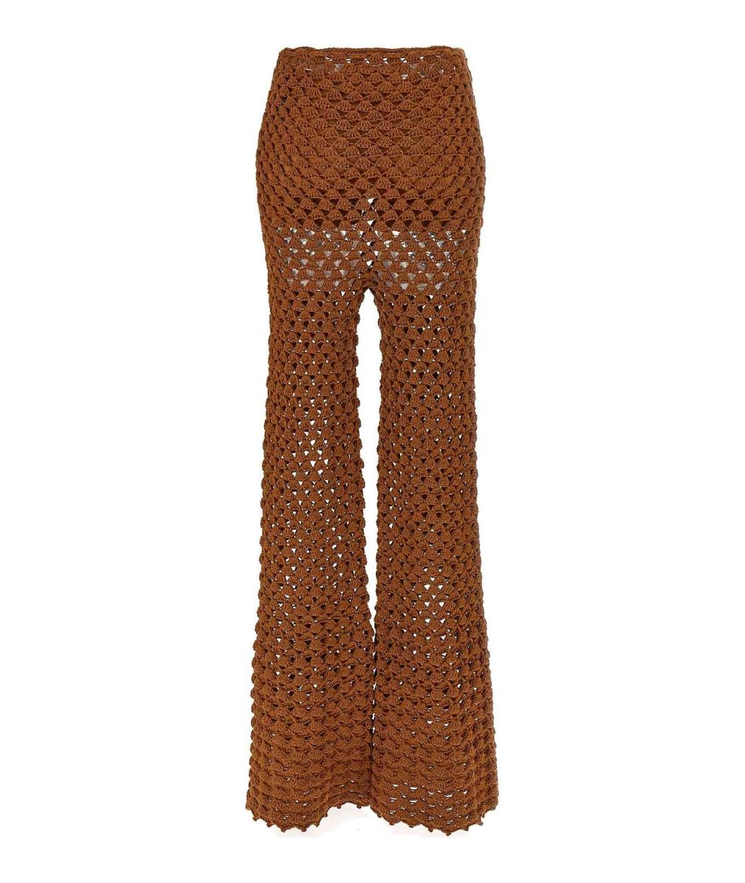 ERMANNO SCERVINO Коричневые хлопковые брюки широкие, фото 2