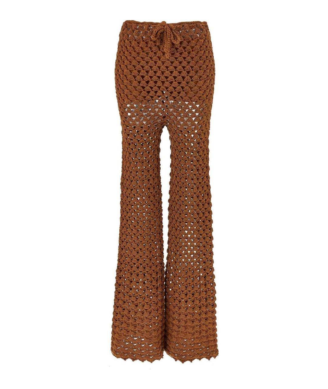 ERMANNO SCERVINO Коричневые хлопковые брюки широкие, фото 1