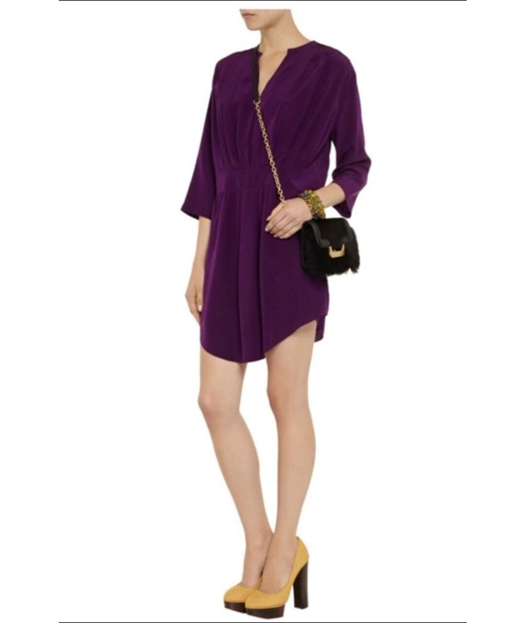 SEE BY CHLOE Фиолетовое шелковое повседневное платье, фото 3