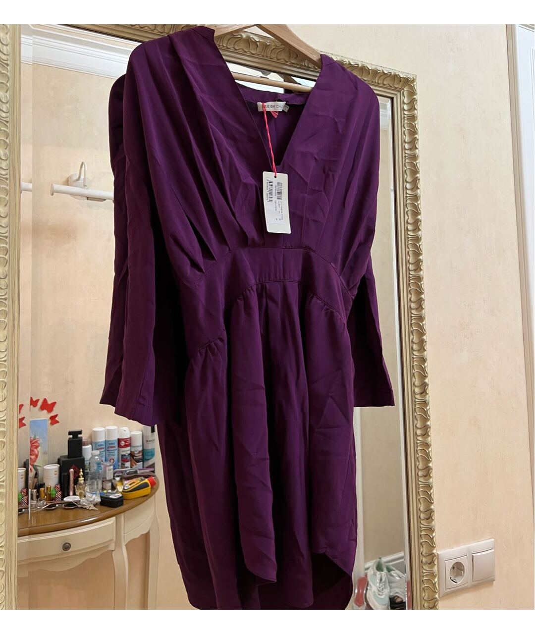 SEE BY CHLOE Фиолетовое шелковое повседневное платье, фото 4