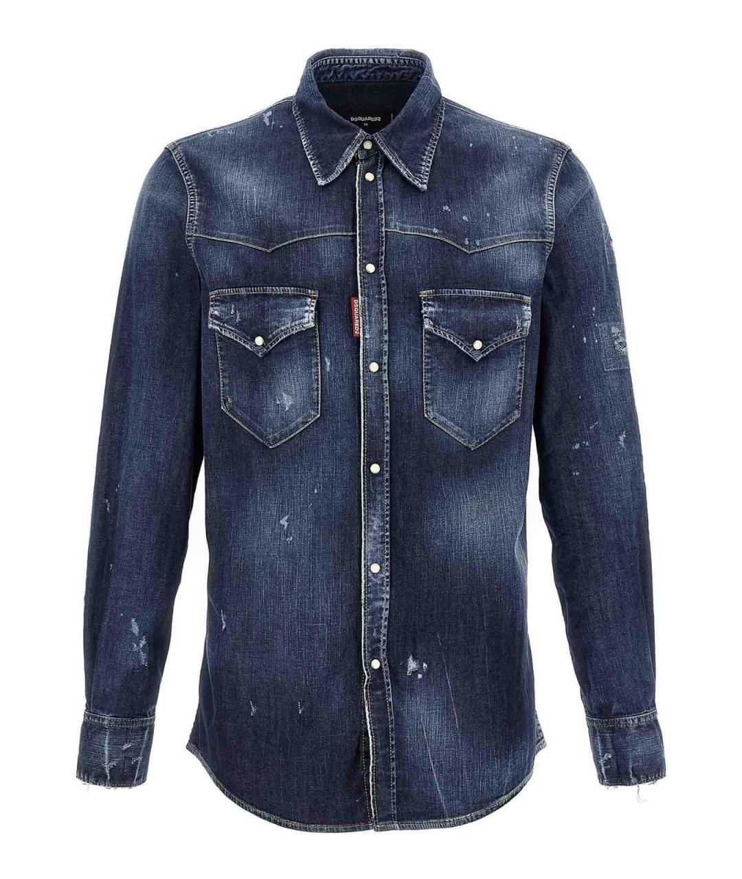 DSQUARED2 Синяя хлопковая классическая рубашка, фото 1