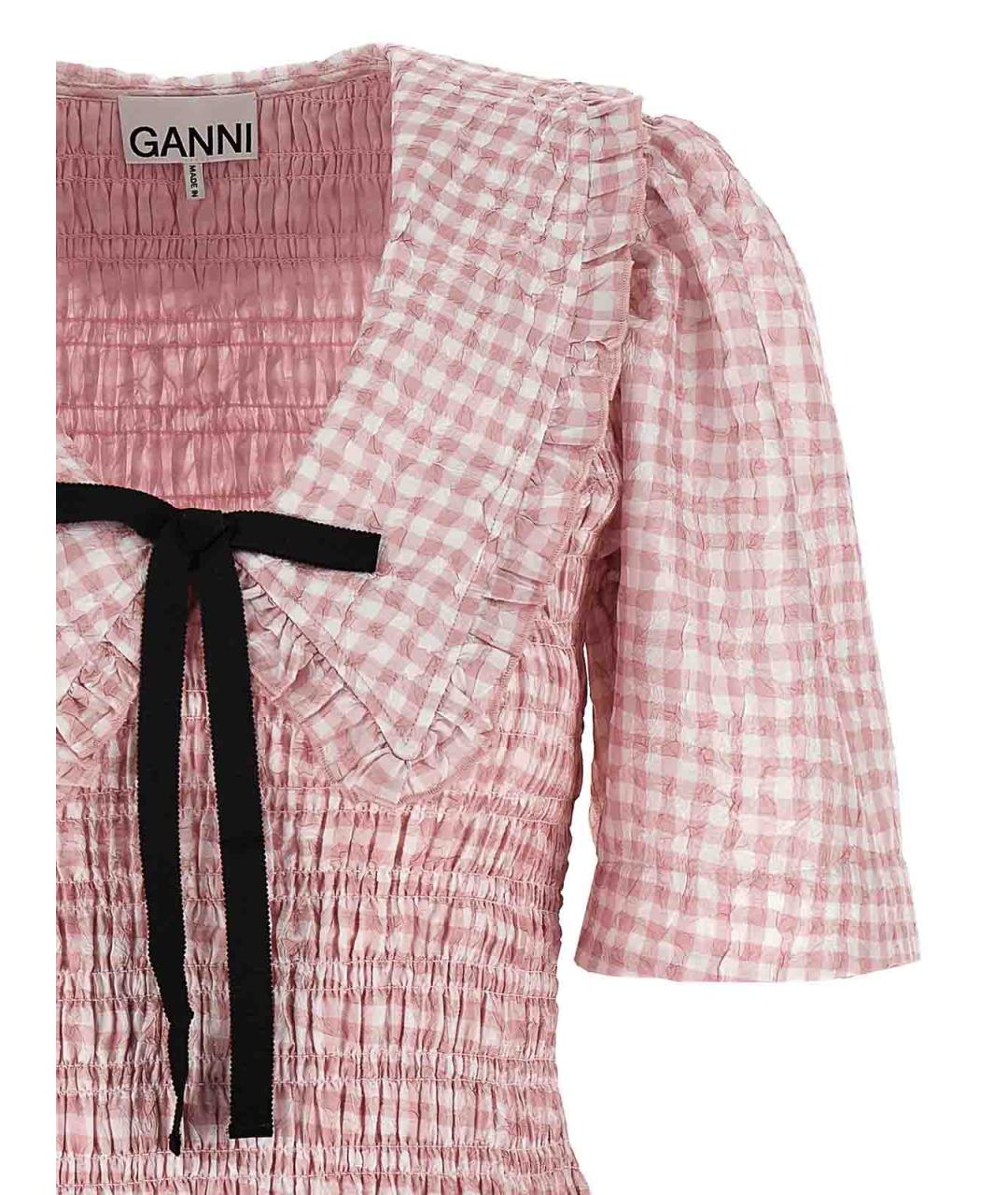 GANNI Розовое хлопковое повседневное платье, фото 3