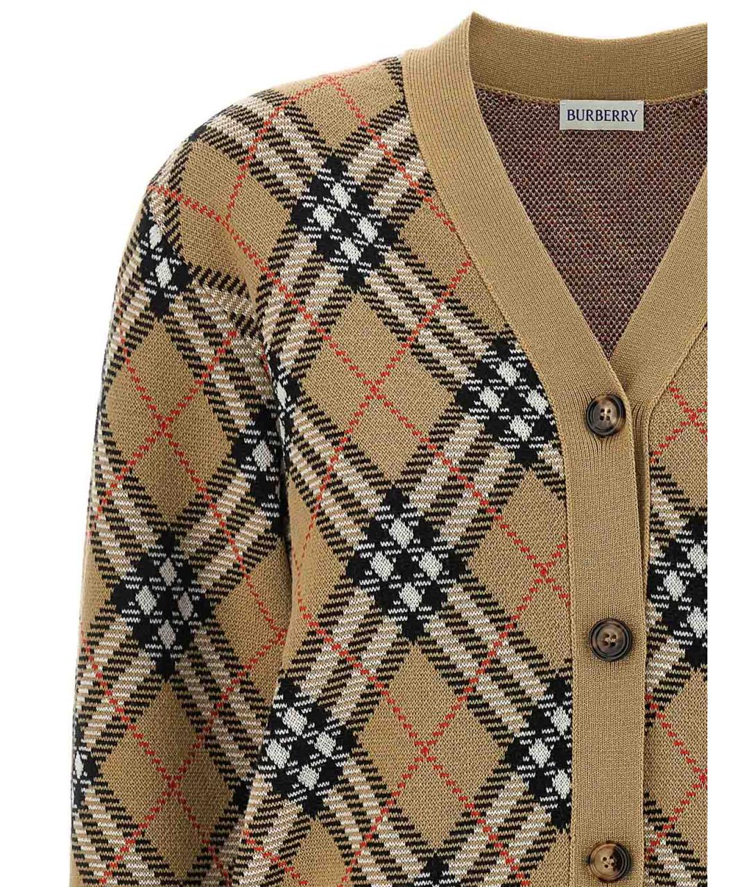 BURBERRY Бежевый шерстяной кардиган, фото 3