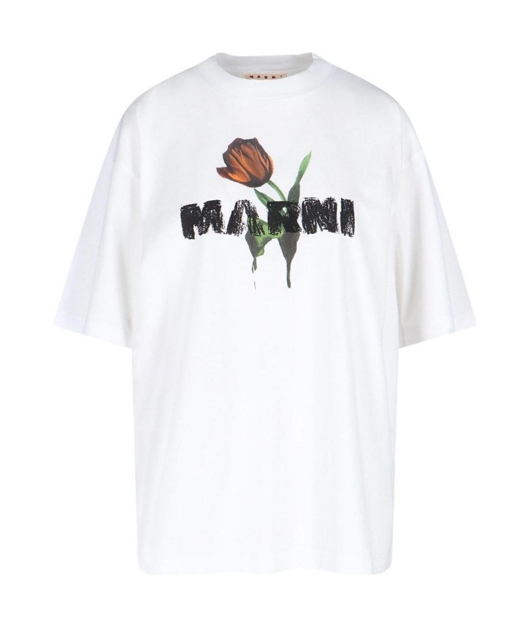 MARNI Белая хлопковая футболка, фото 1