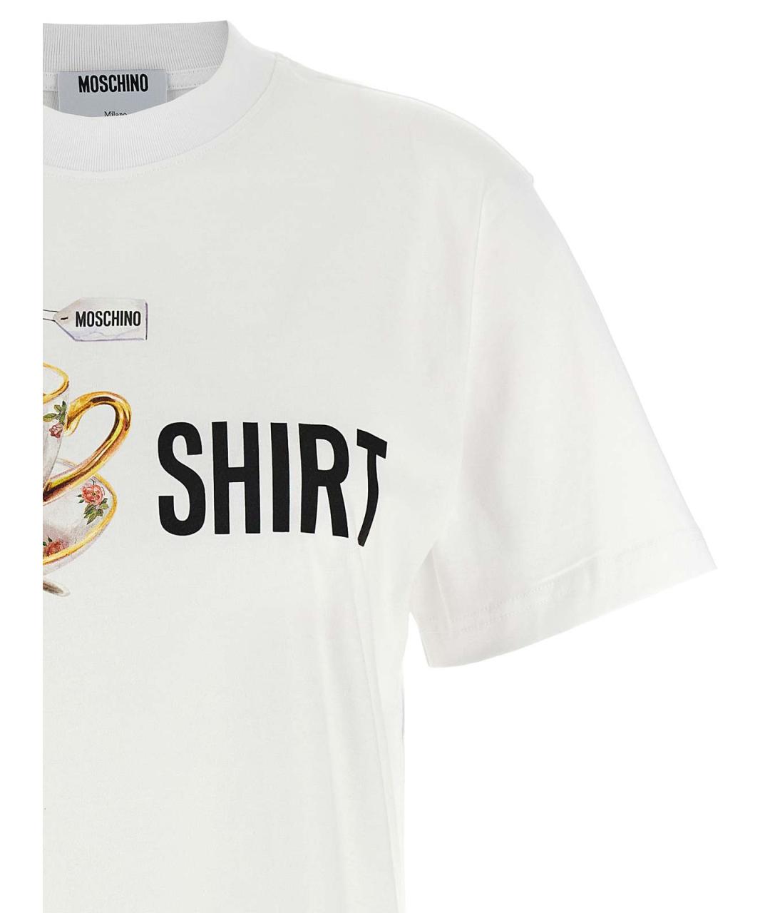 MOSCHINO Белая хлопковая футболка, фото 3