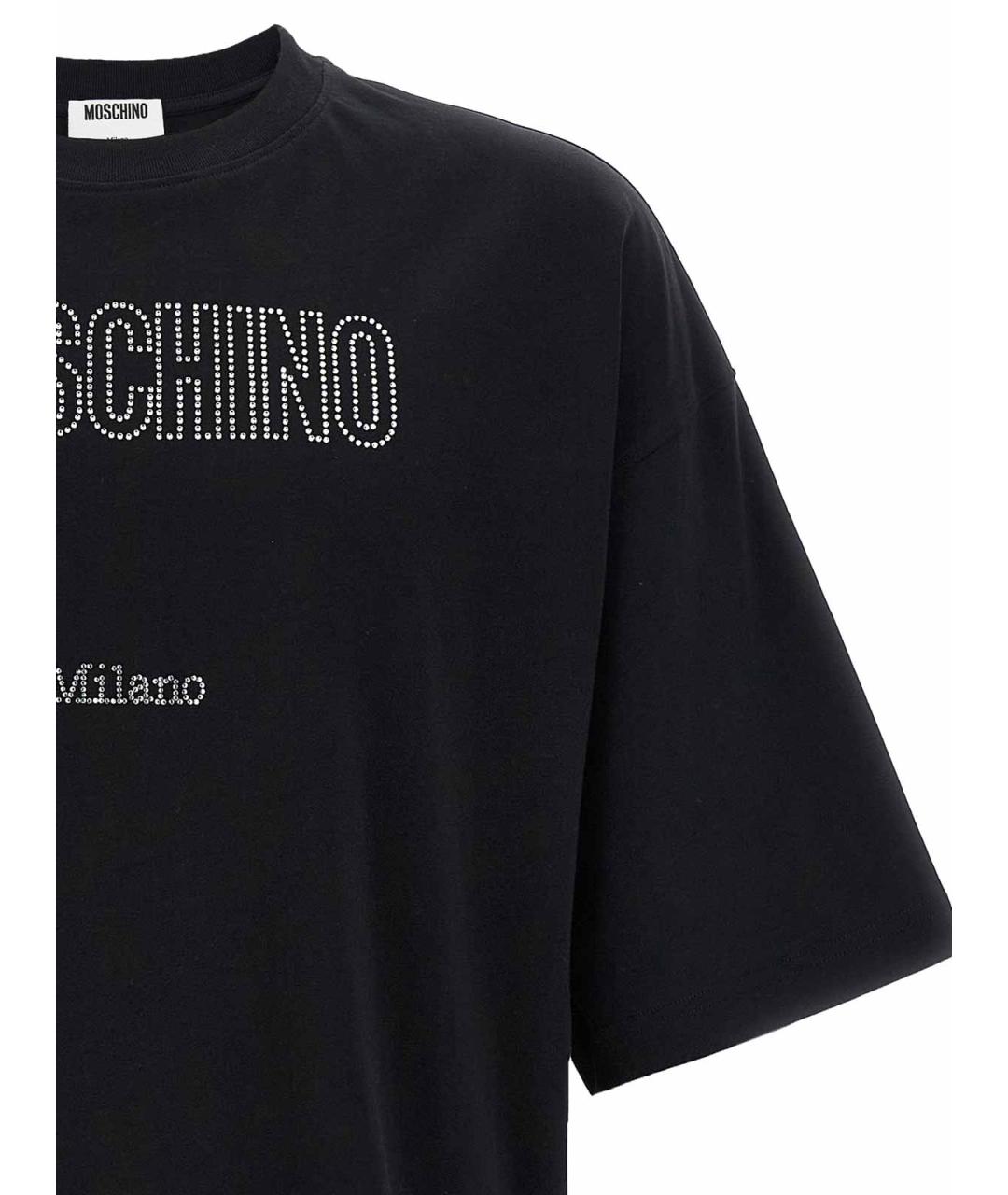 MOSCHINO Черная хлопковая футболка, фото 3