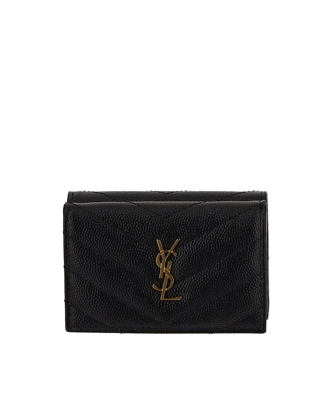 SAINT LAURENT Черный кожаный кошелек, фото 1