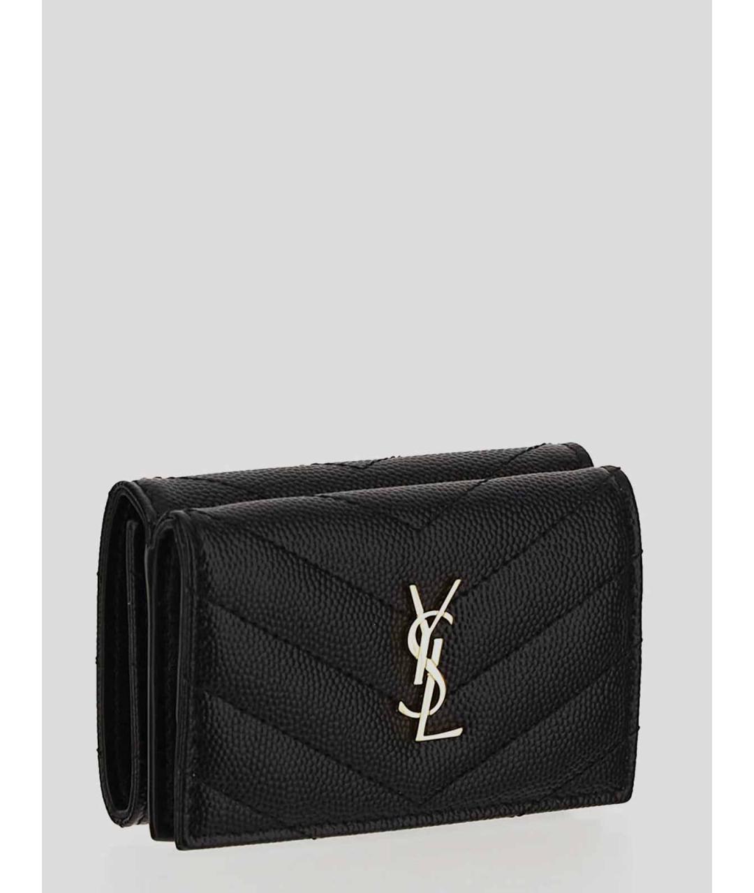 SAINT LAURENT Черный кожаный кошелек, фото 2