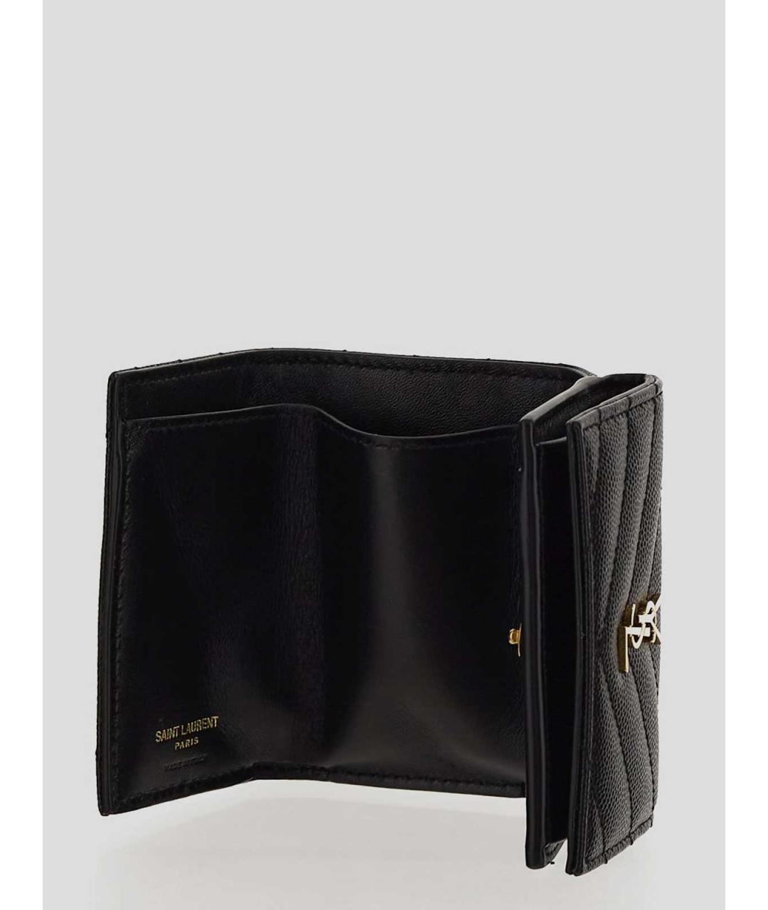 SAINT LAURENT Черный кожаный кошелек, фото 4