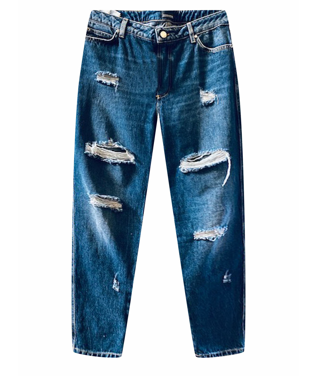 ERMANNO SCERVINO Синие хлопко-эластановые прямые джинсы, фото 1