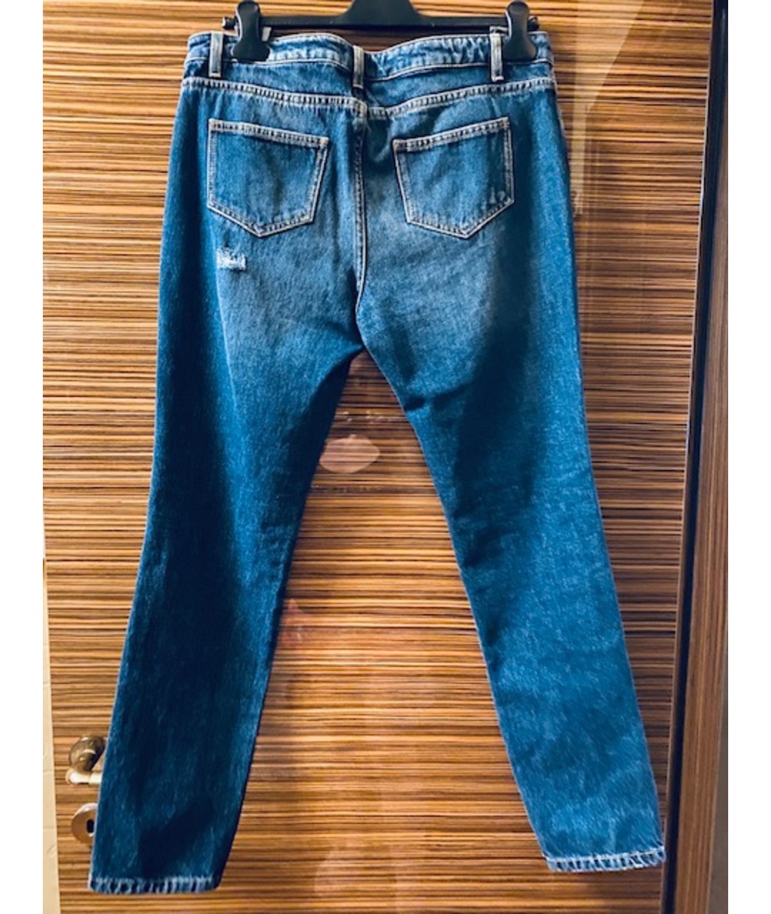 ERMANNO SCERVINO Синие хлопко-эластановые прямые джинсы, фото 2