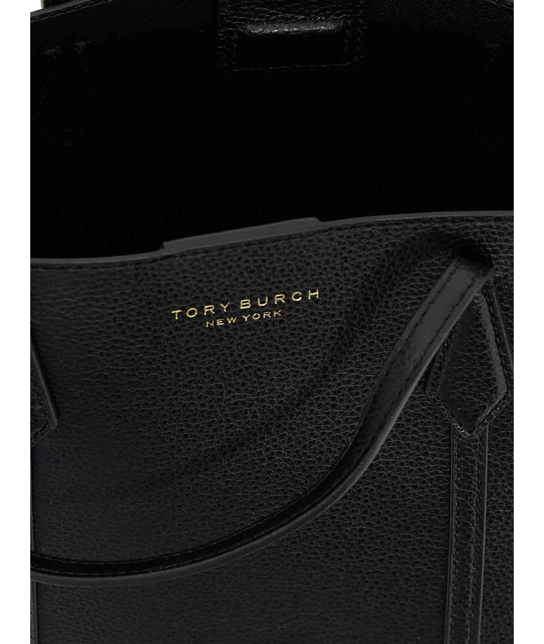 TORY BURCH Черная кожаная сумка тоут, фото 4