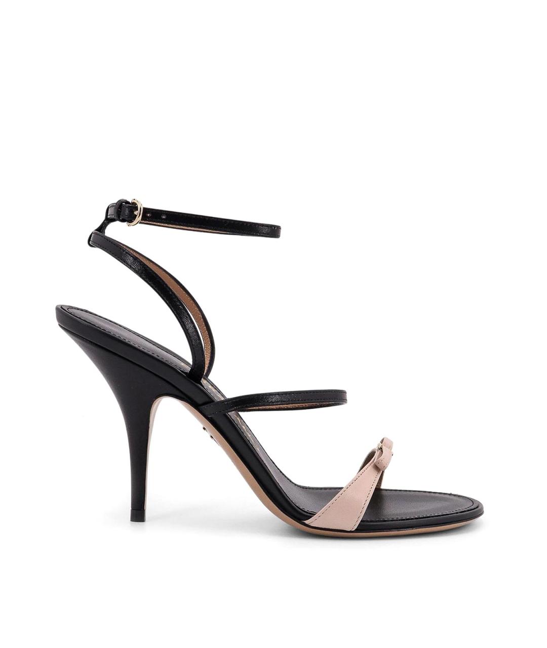 FERRAGAMO Черные кожаные сандалии, фото 1