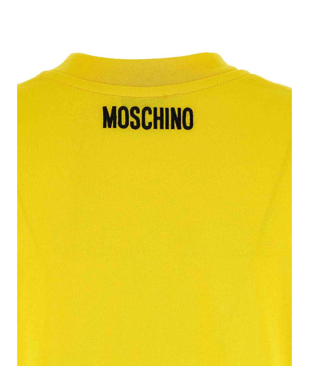 MOSCHINO Желтая хлопковая футболка, фото 4