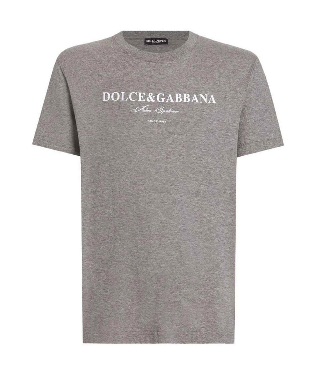 DOLCE&GABBANA Серая хлопковая футболка, фото 1