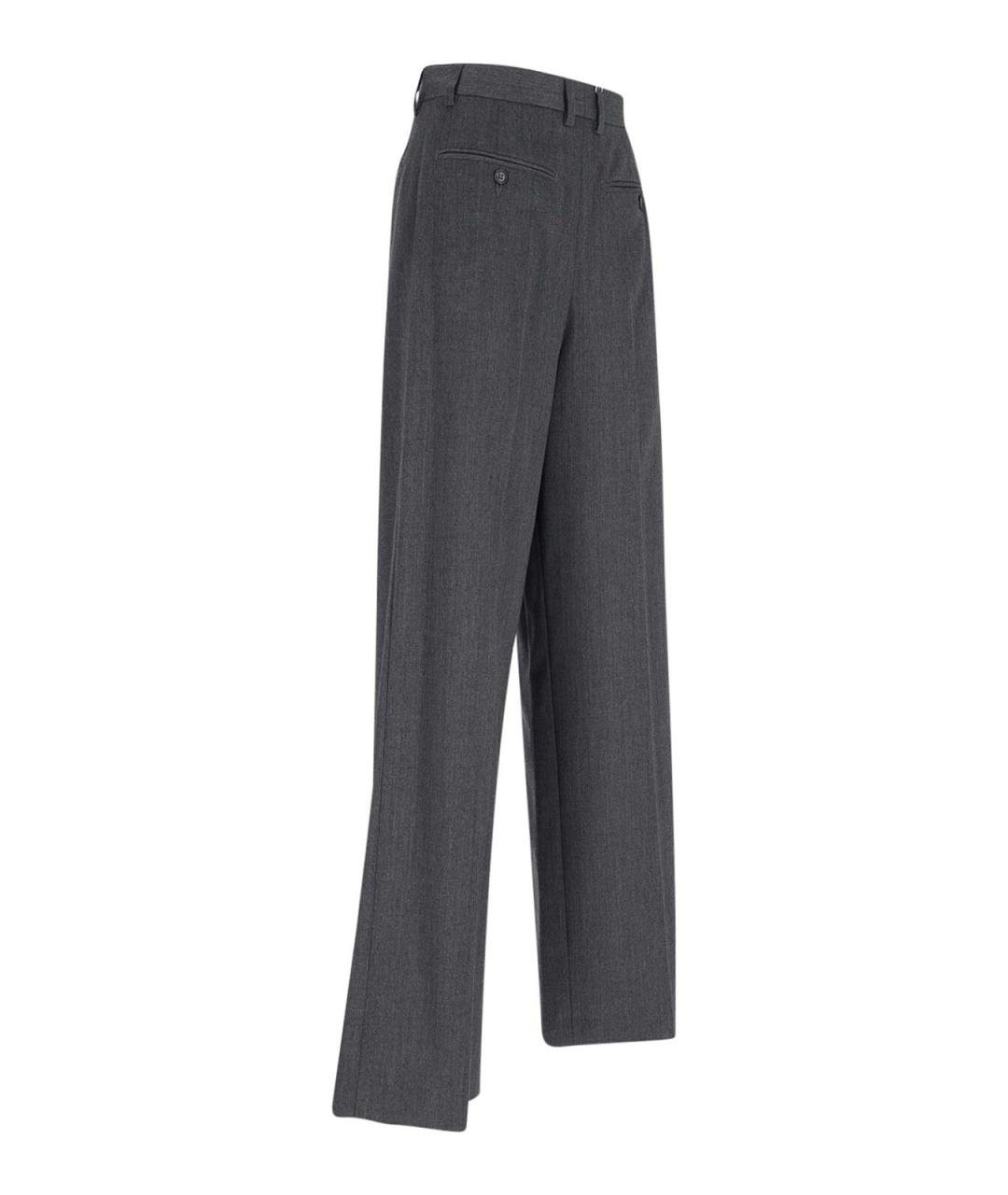 MM6 MAISON MARGIELA Серые шерстяные прямые брюки, фото 3