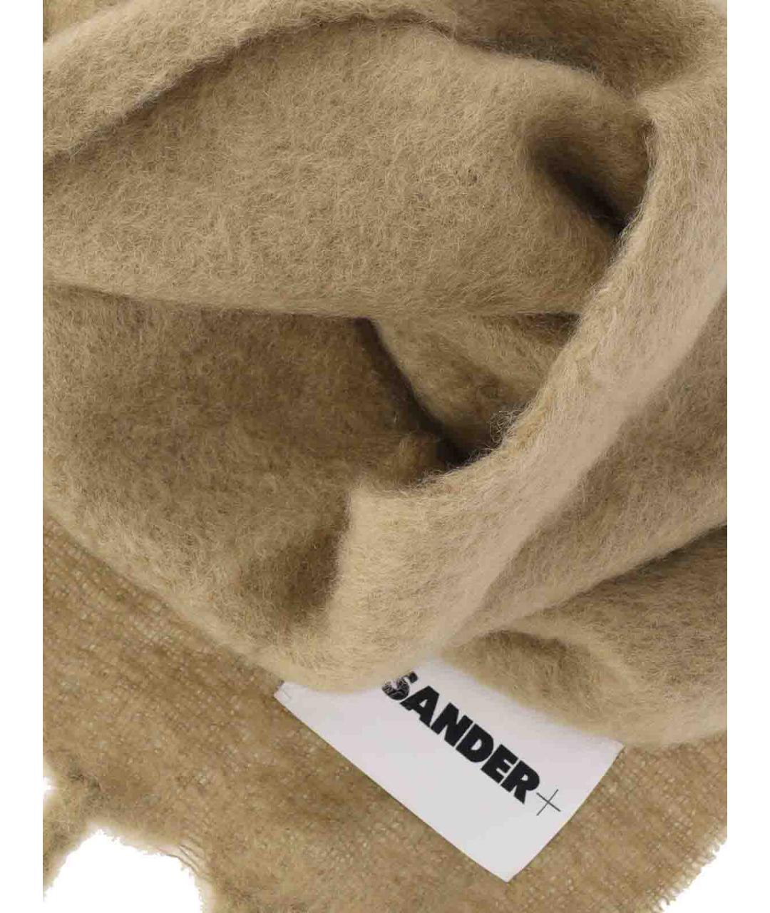 JIL SANDER Бежевый шерстяной шарф, фото 2