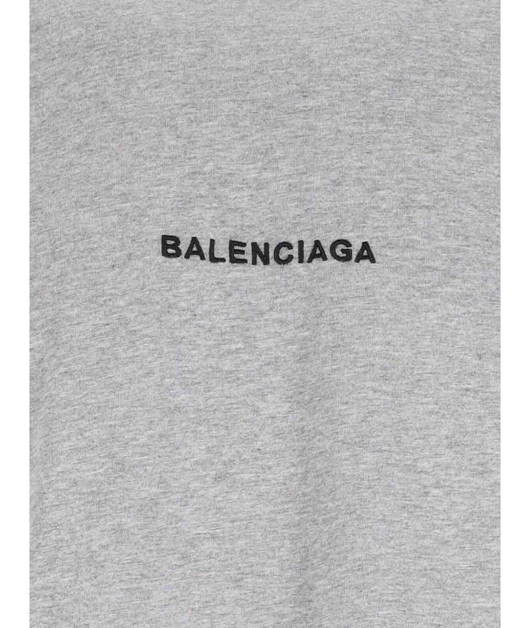 BALENCIAGA Серая хлопковая футболка, фото 3