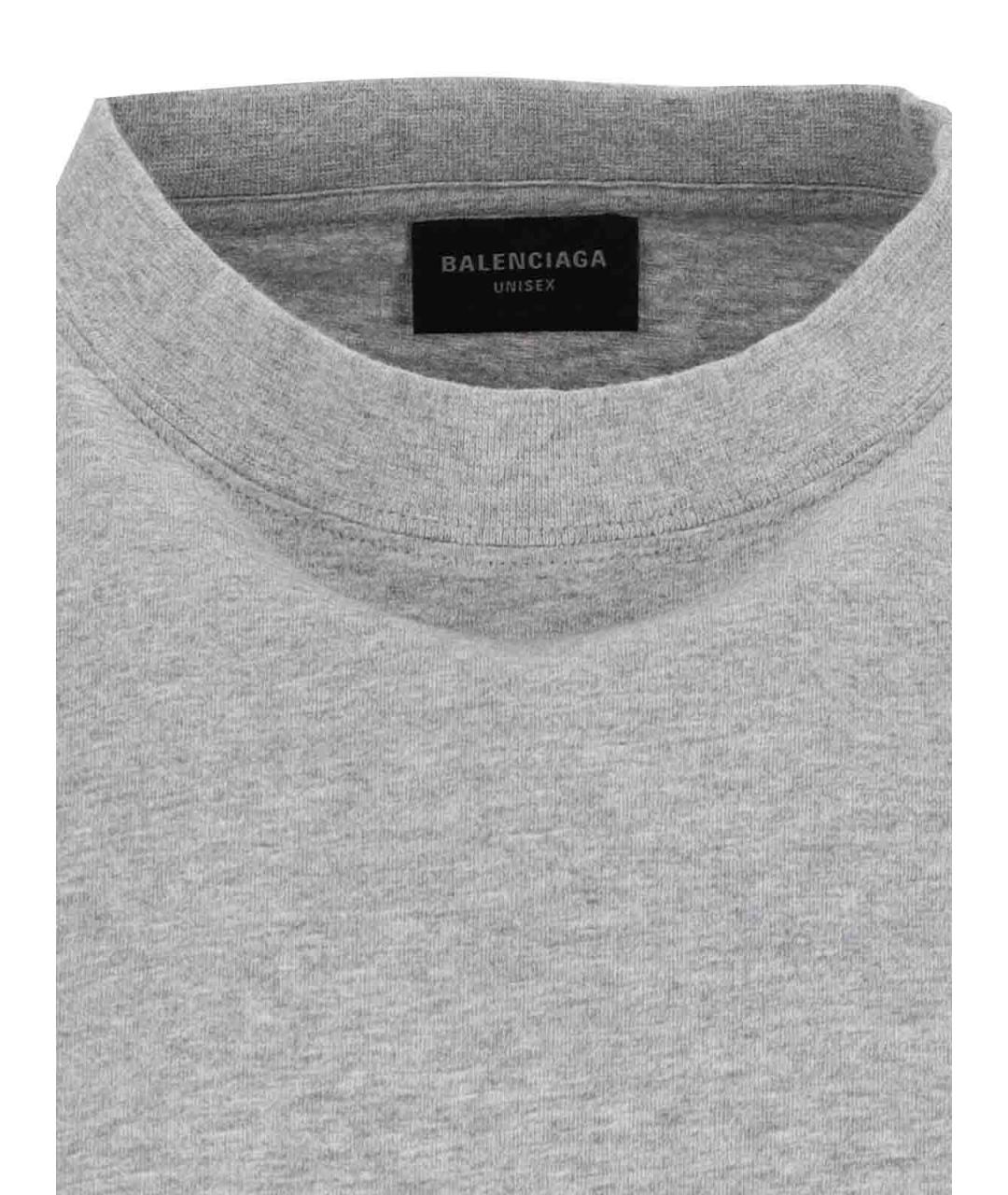 BALENCIAGA Серая хлопковая футболка, фото 5