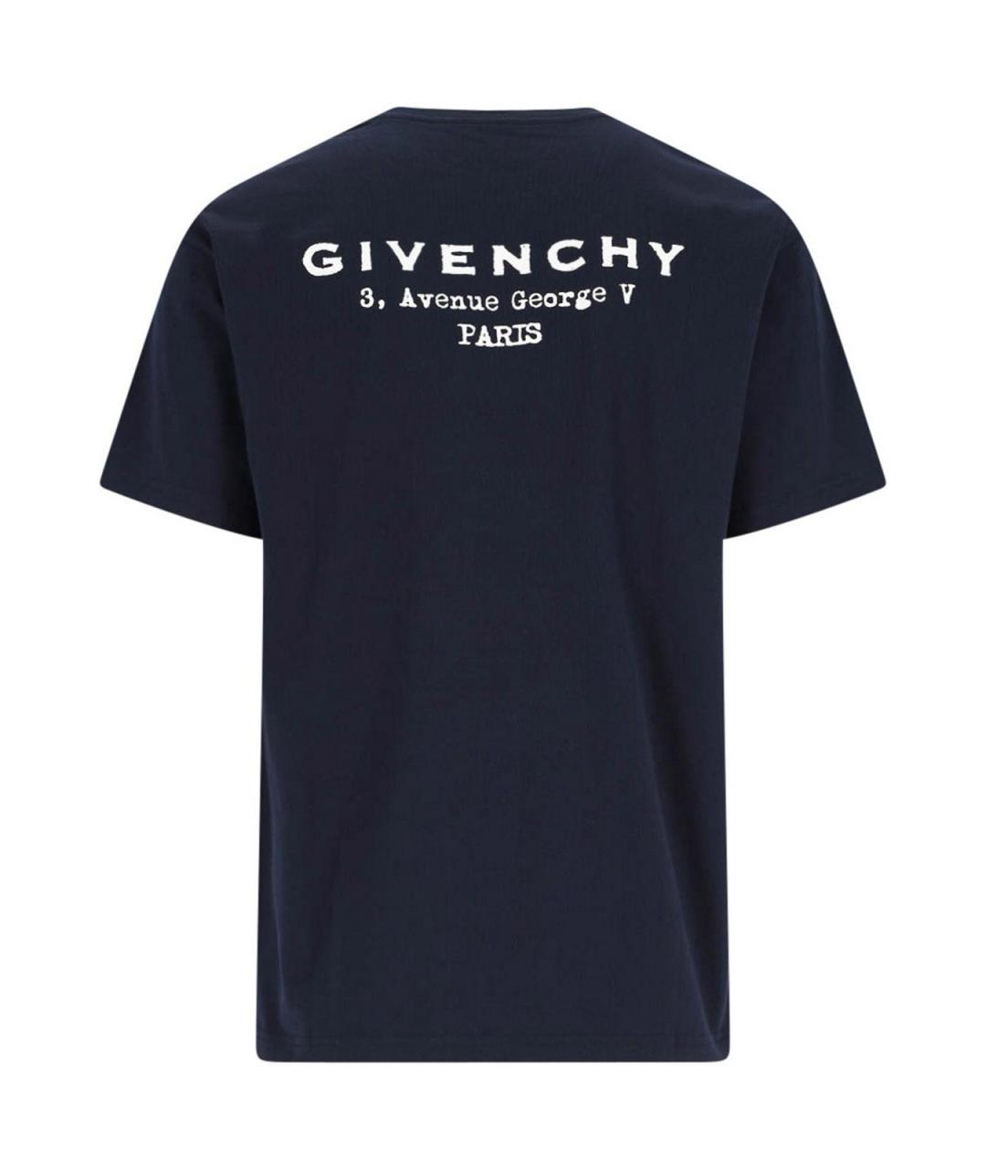 GIVENCHY Темно-синяя хлопковая футболка, фото 2