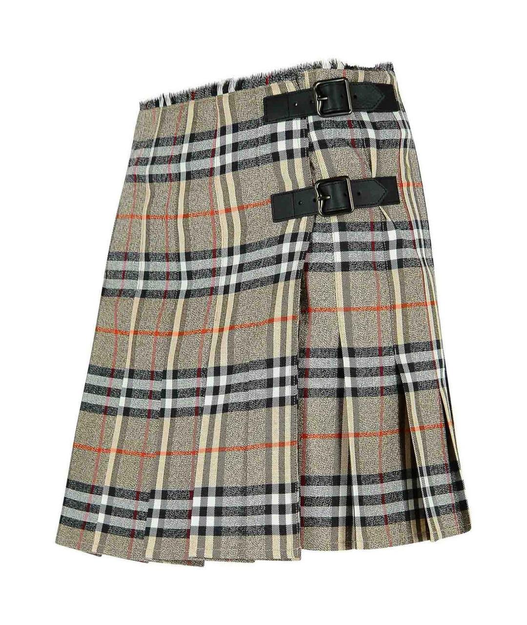 BURBERRY Серая шерстяная юбка мини, фото 3