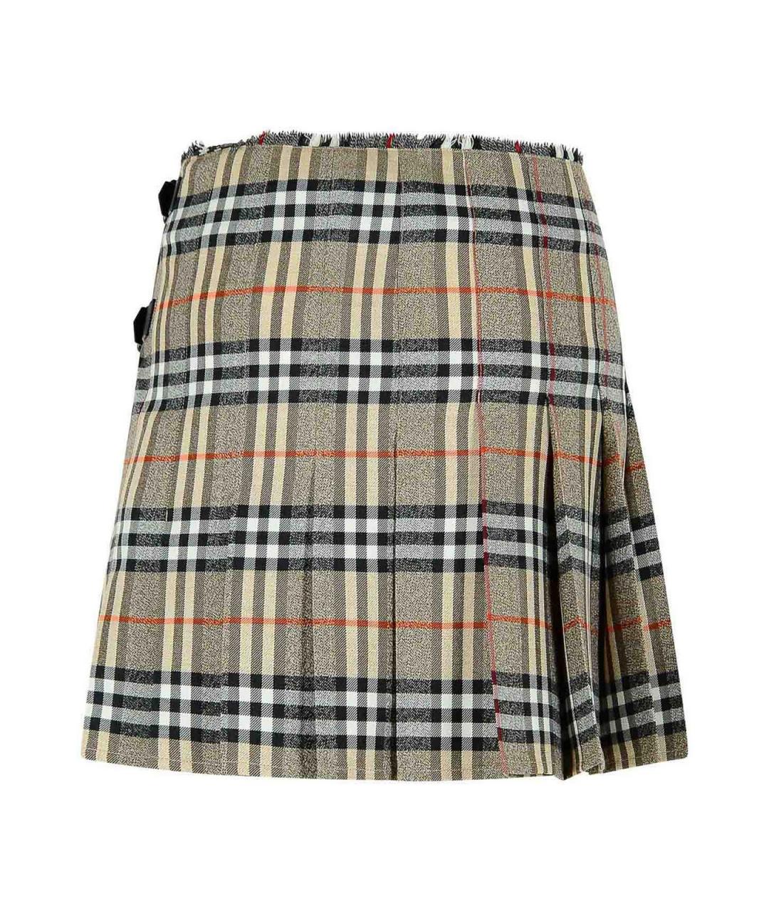 BURBERRY Серая шерстяная юбка мини, фото 2