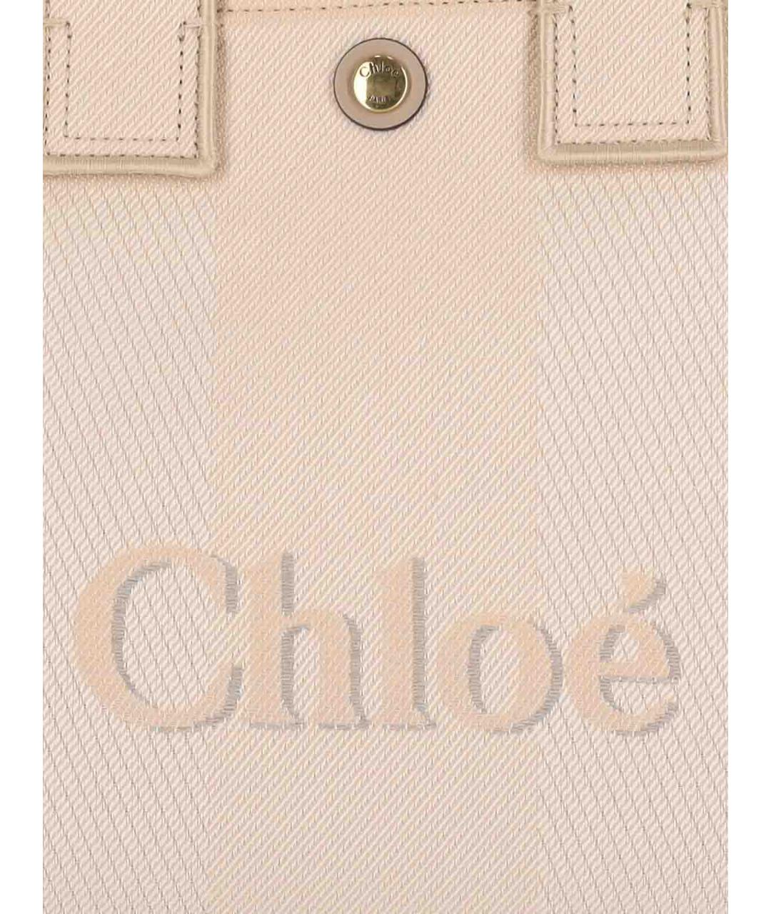 CHLOE Бежевая хлопковая сумка тоут, фото 5