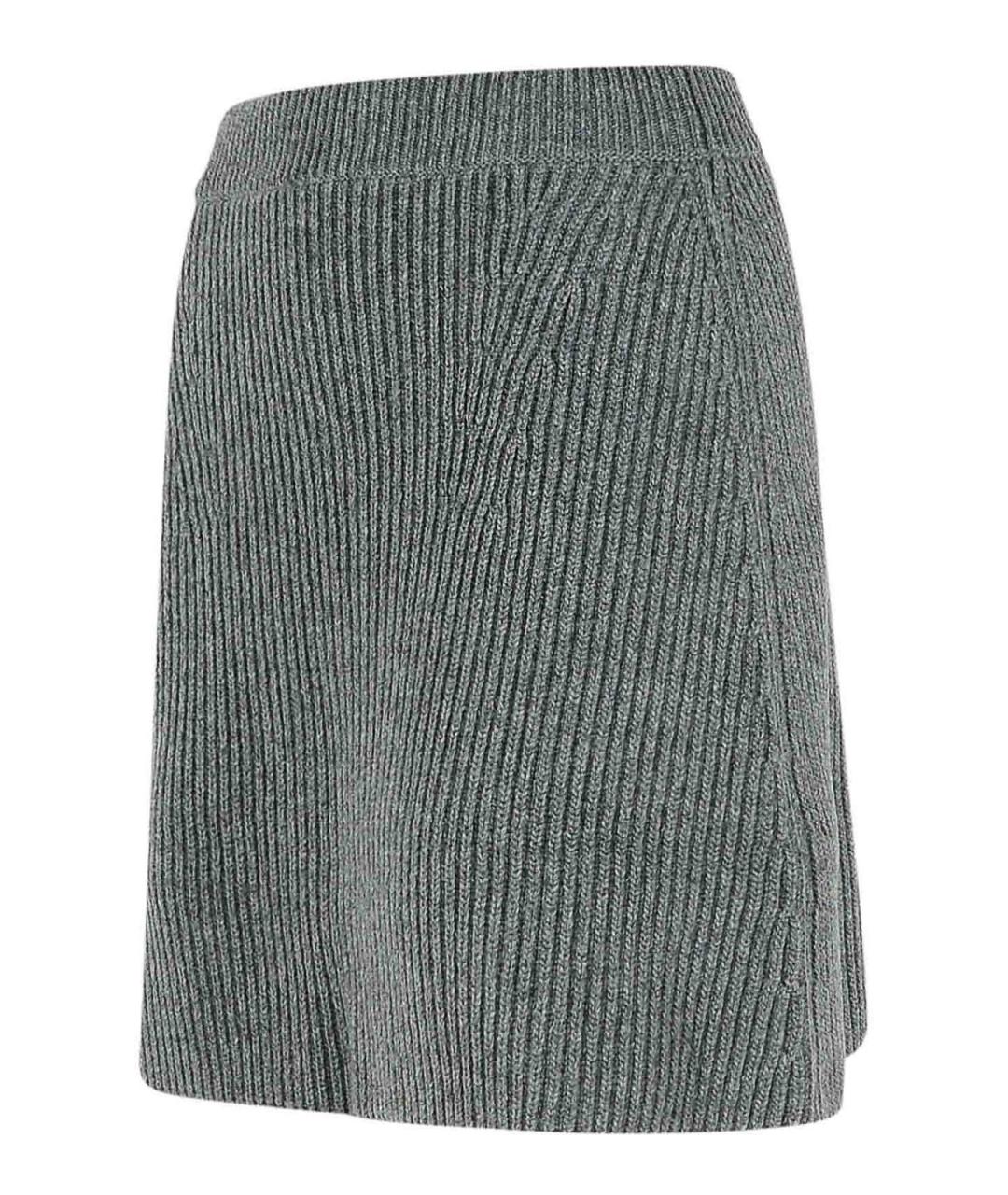 JIL SANDER Серая шерстяная юбка мини, фото 3