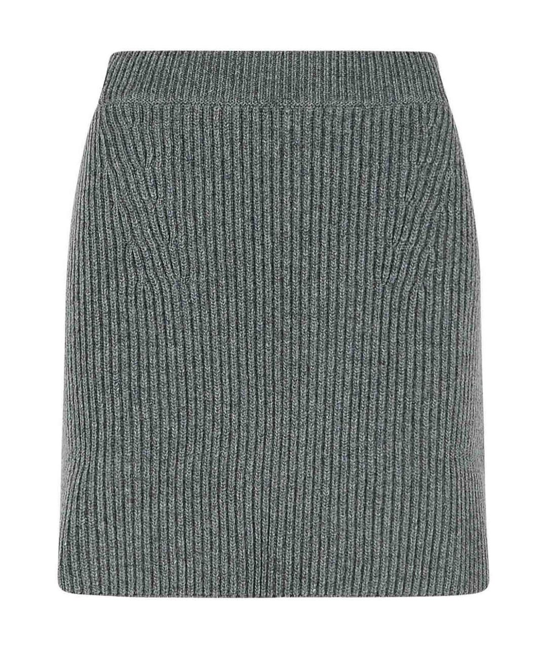 JIL SANDER Серая шерстяная юбка мини, фото 1