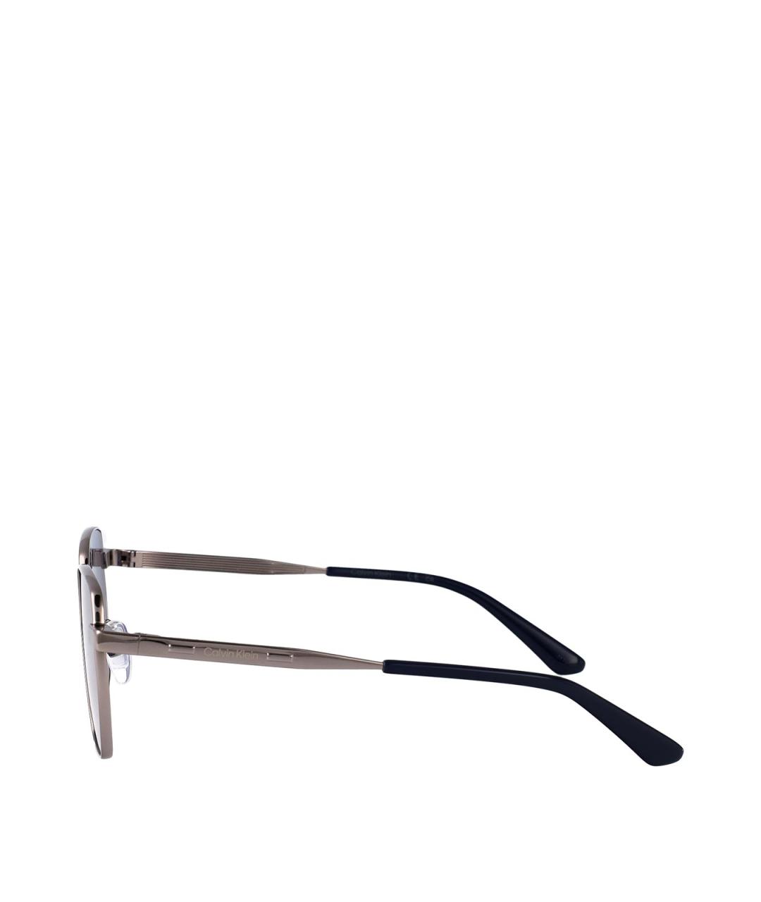 CALVIN KLEIN Серебряные металлические солнцезащитные очки, фото 3