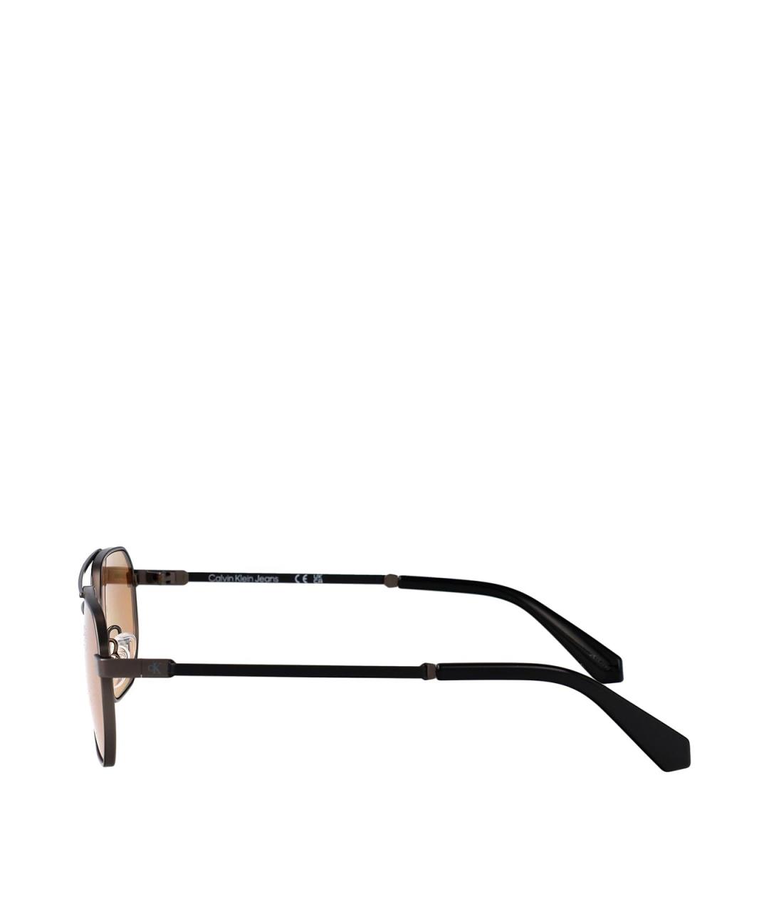 CALVIN KLEIN Черные металлические солнцезащитные очки, фото 3