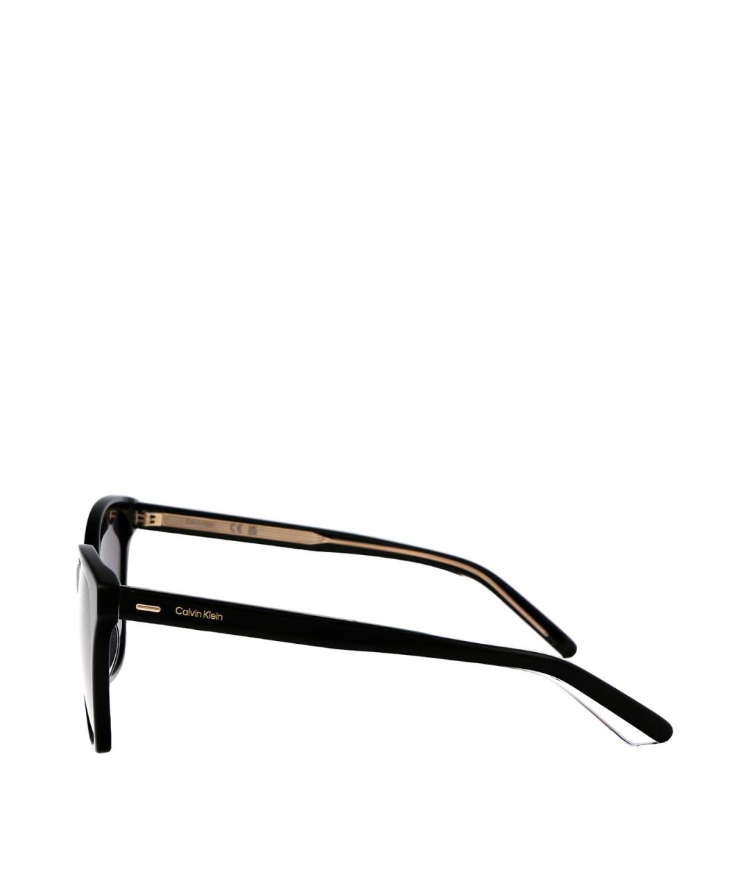 CALVIN KLEIN Черные пластиковые солнцезащитные очки, фото 3