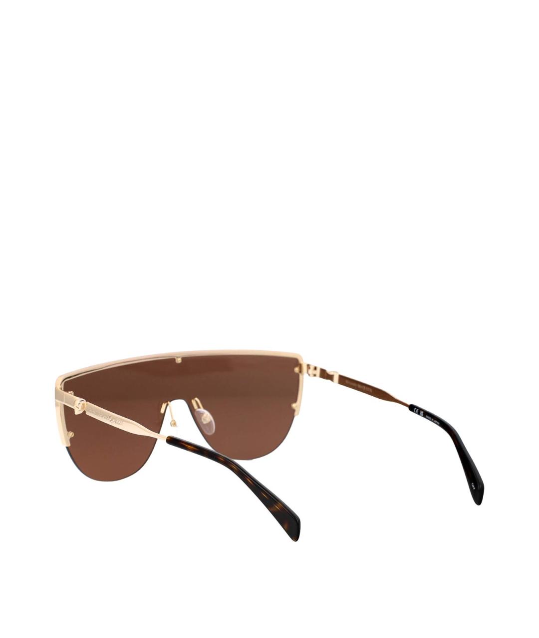 ALEXANDER MCQUEEN Золотые металлические солнцезащитные очки, фото 4