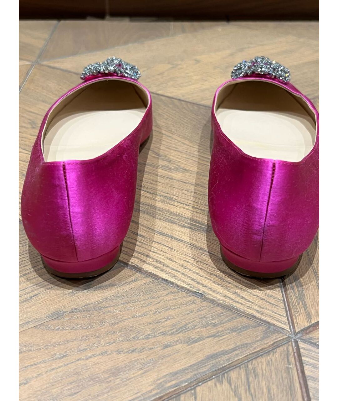 MANOLO BLAHNIK Фуксия текстильные балетки, фото 4