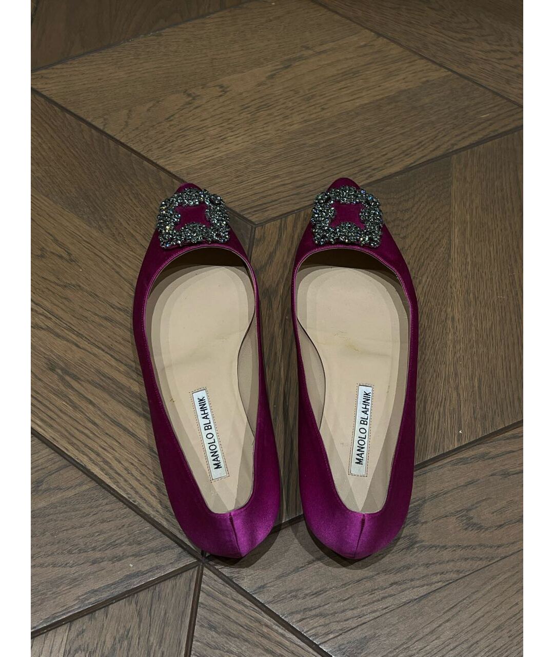 MANOLO BLAHNIK Фуксия текстильные балетки, фото 3