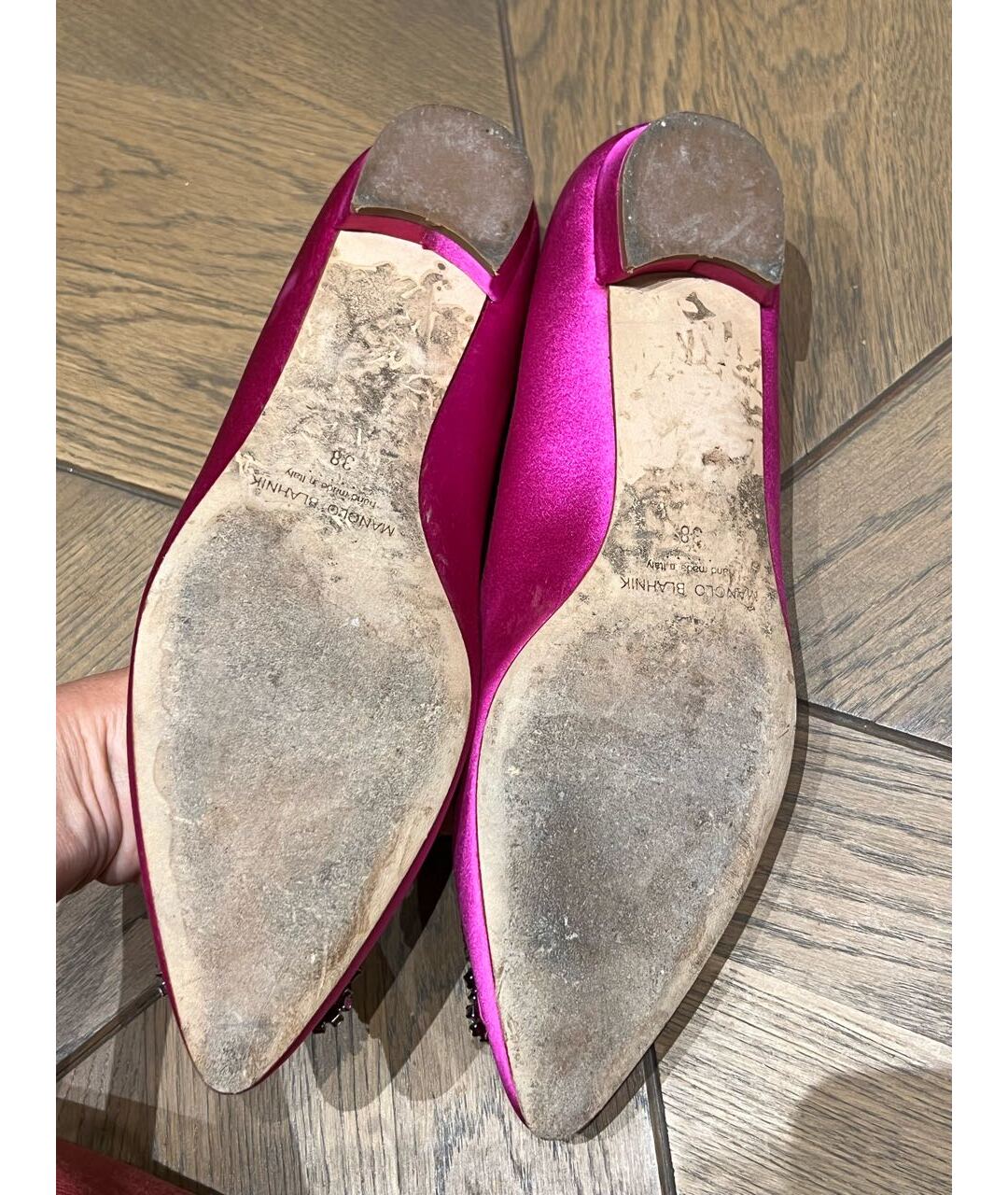 MANOLO BLAHNIK Фуксия текстильные балетки, фото 7