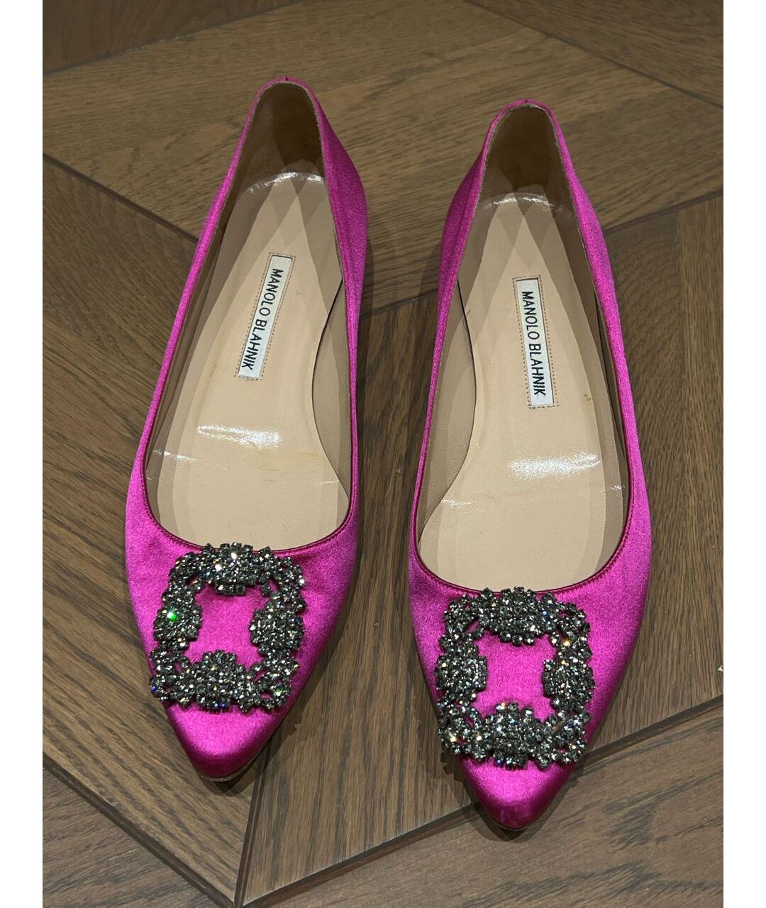 MANOLO BLAHNIK Фуксия текстильные балетки, фото 2