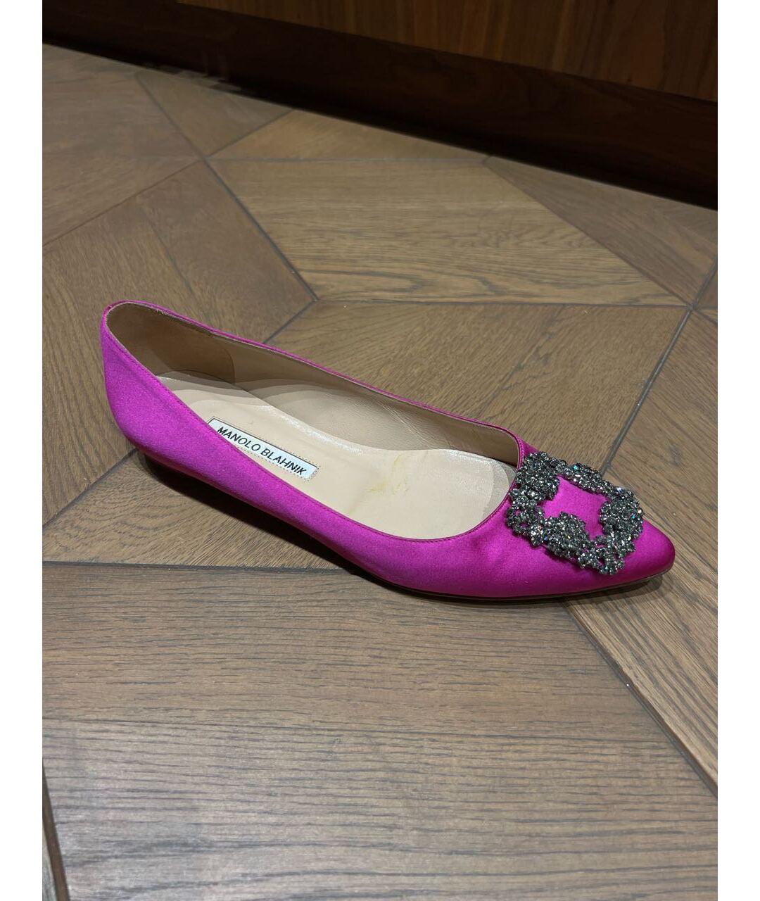 MANOLO BLAHNIK Фуксия текстильные балетки, фото 9