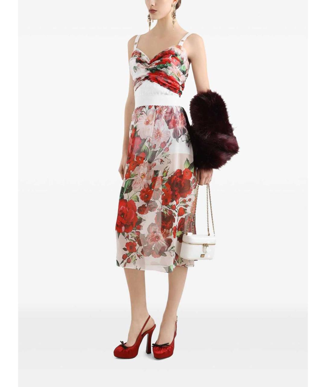 DOLCE&GABBANA Красная шелковая юбка миди, фото 4