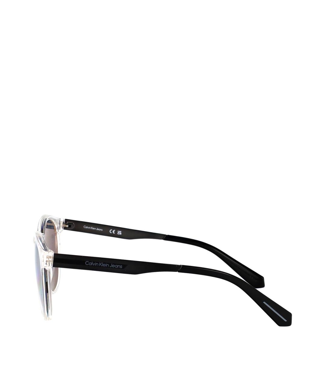CALVIN KLEIN Белые пластиковые солнцезащитные очки, фото 3
