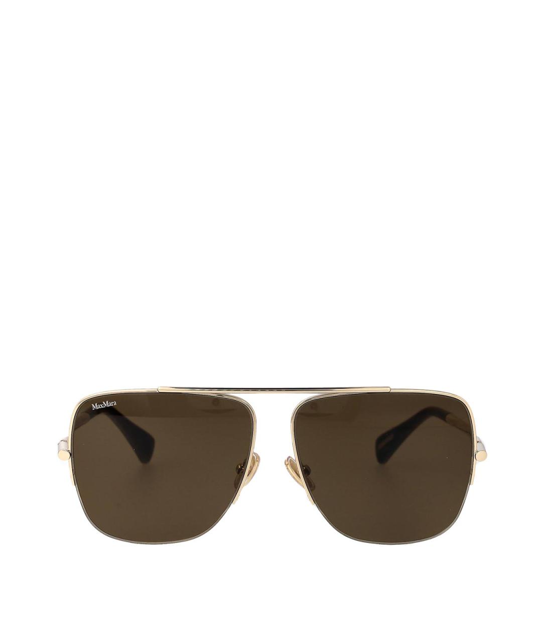 MAX MARA Золотые металлические солнцезащитные очки, фото 1