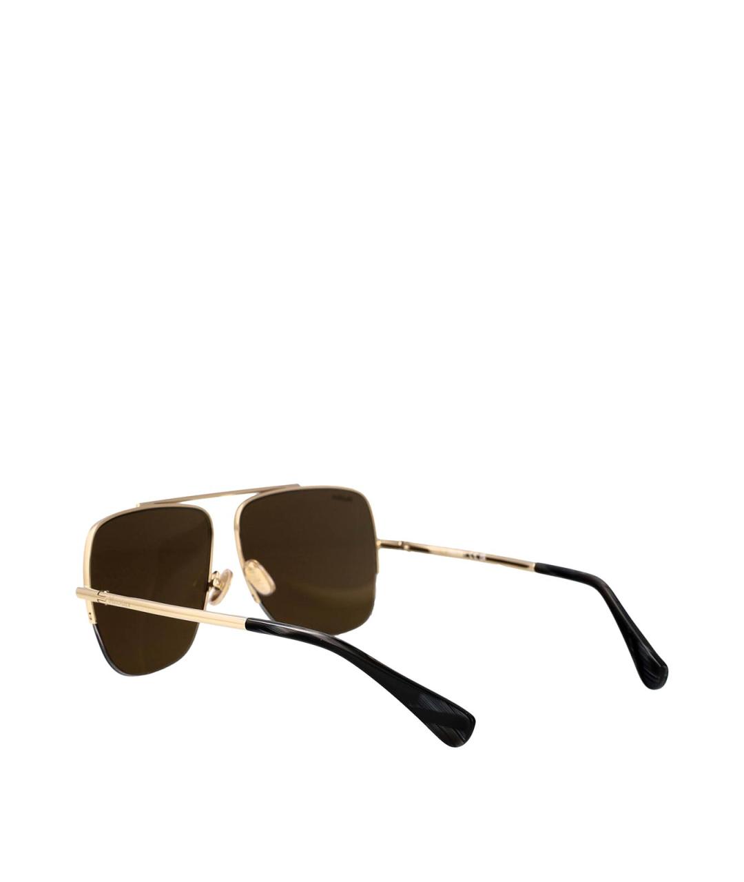 MAX MARA Золотые металлические солнцезащитные очки, фото 4