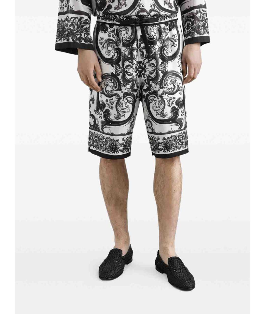 DOLCE&GABBANA Белые шелковые повседневные брюки, фото 5