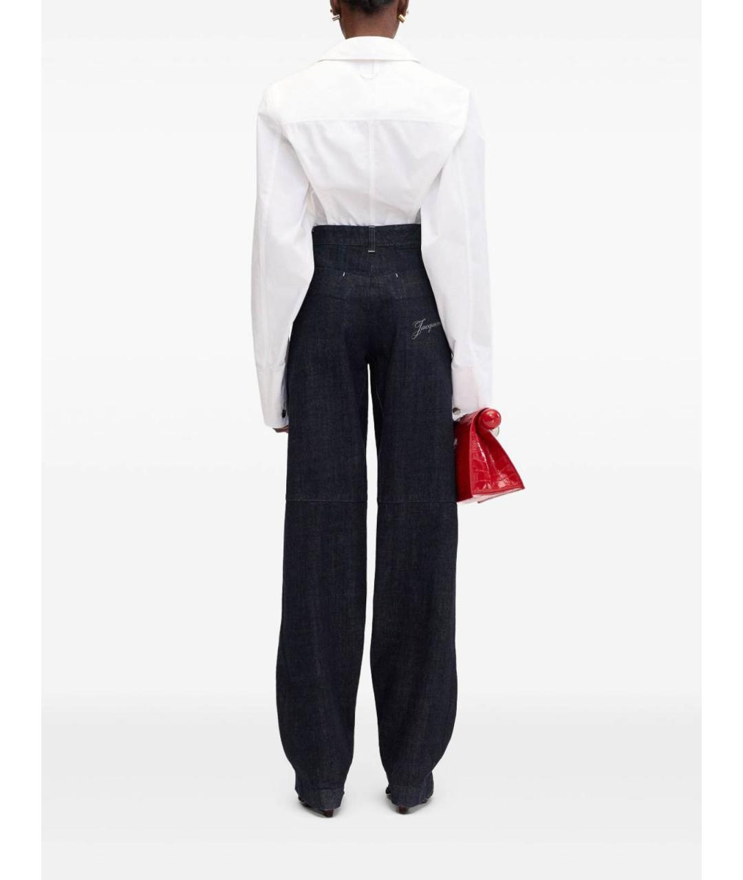 JACQUEMUS Синие хлопко-полиэстеровые джинсы клеш, фото 2