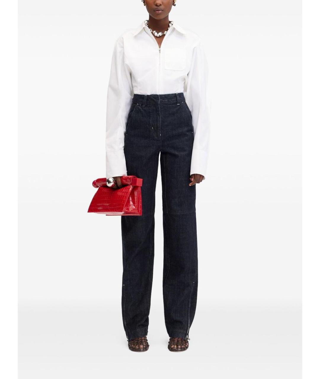 JACQUEMUS Синие хлопко-полиэстеровые джинсы клеш, фото 5