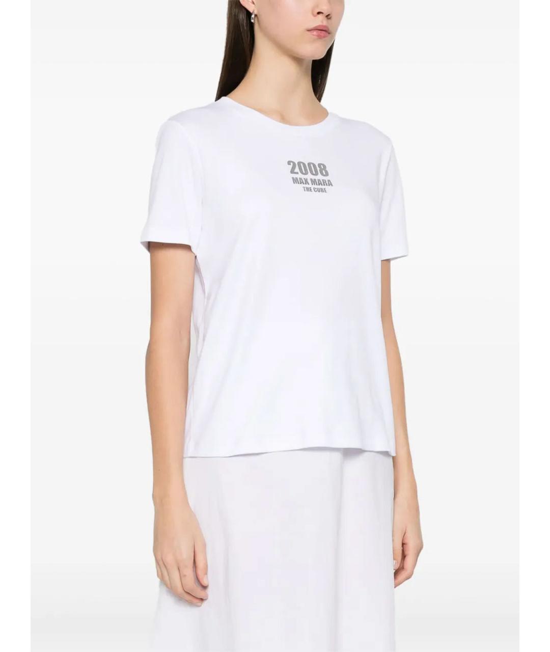 'S MAX MARA Белая хлопковая футболка, фото 3